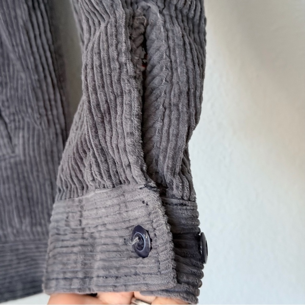 Men's Gray and Mustard Corduroy Zip-Front Shirt Jacket - Picture 4 of 16
